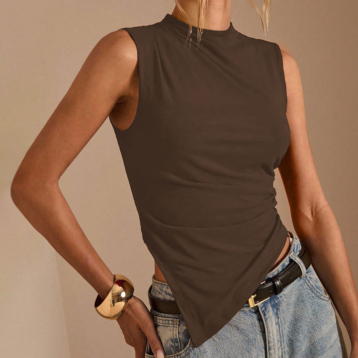 Haut asymétrique élégant pour femmes avec col montant et drapé Chic & Stil
