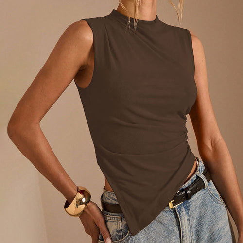 Haut asymétrique élégant pour femmes avec col montant et drapé Chic & Stil