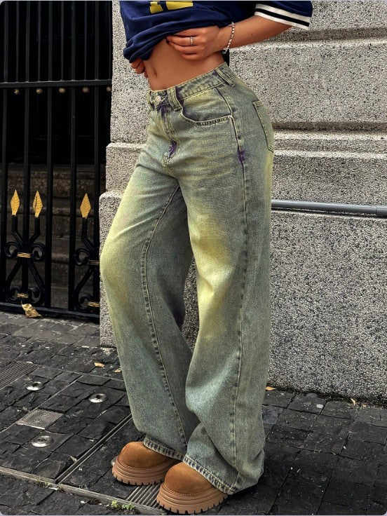 Women's High-Waist Wide Denim Pants with Palazzo Cut Amarae