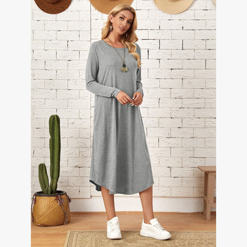 Casual long dress with long sleeves for women with practical pockets Lune London