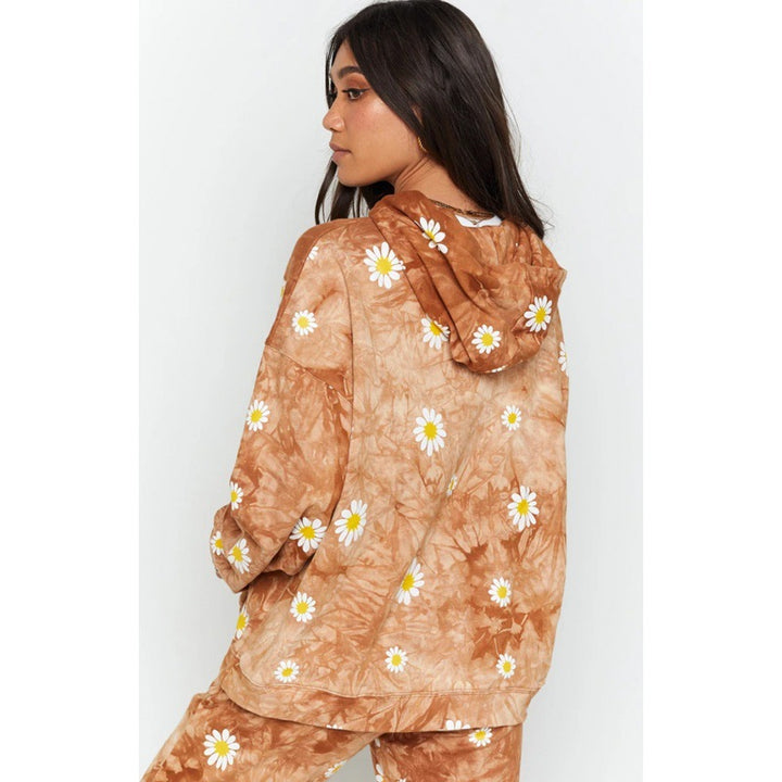 Ladies Oversized Hooded Sweater with Floral Pattern Amarae