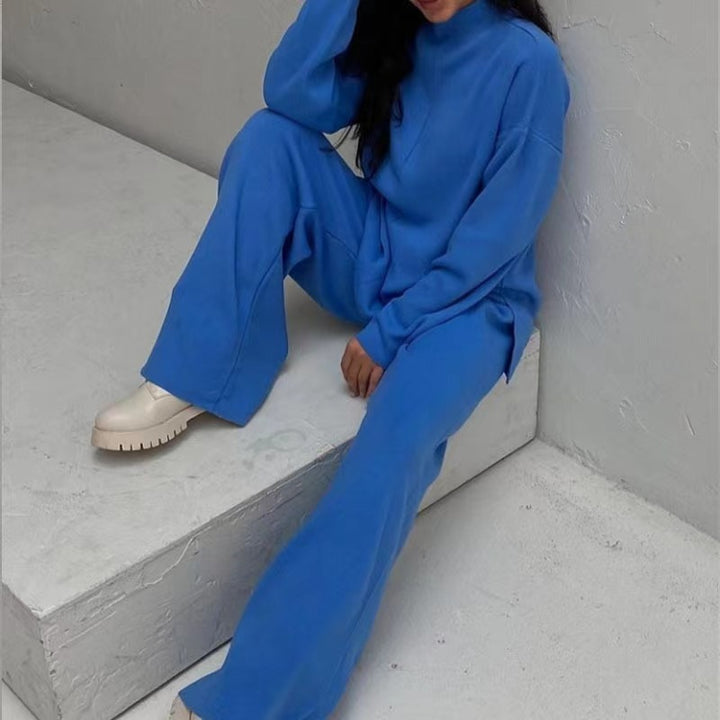 Women relaxed fit knitted jumpsuit with high collar Lune London