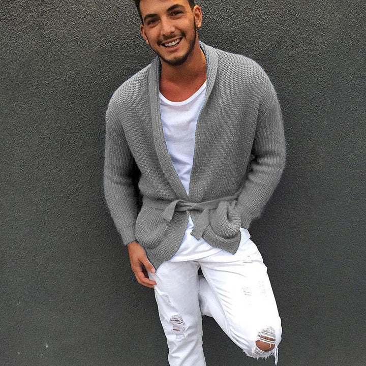 Men's knit jacket with a stylish belt and a relaxed fit Lune London