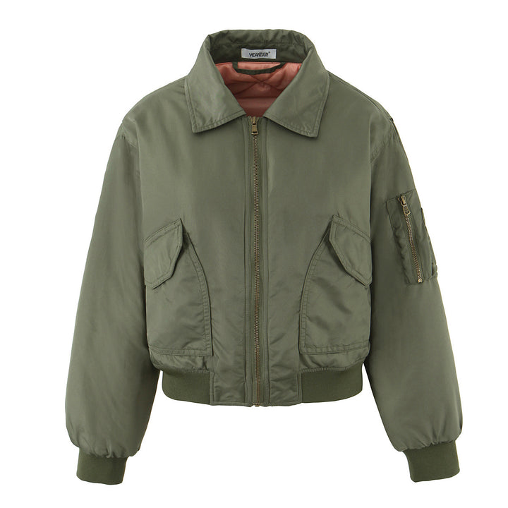 Women's bomber jacket in fashion with double pockets and soft lining Lune London