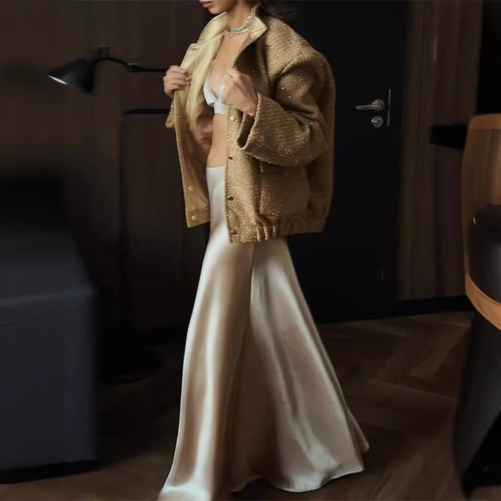Ladies glamorous sparkling jacket with oversized fit and trendy pockets Amarae