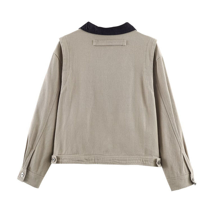 Men's Boxy Canvas Jacket with Cord Collar, set-in Side Pockets and Zip Chest Pocket Amarae