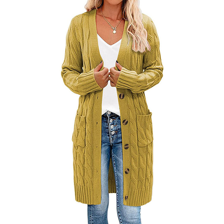 Knit jacket for women with cable pattern and pockets Lune London