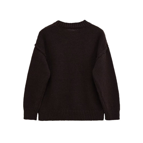 Casual knitted sweater for women with round neck and drop shoulders Amarae