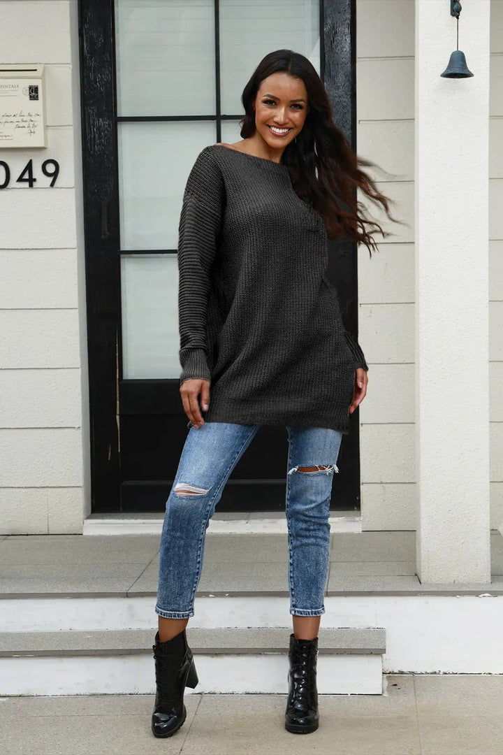 Oversized knit sweater for women with a soft textured pattern Lune London