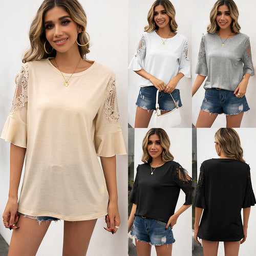 Women's blouse with lace sleeves and a flowy cut Amarae