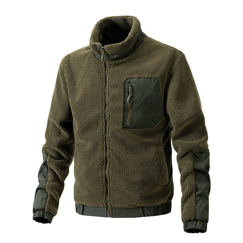 Fleece jacket for men with high collar and side zip pockets Lune London