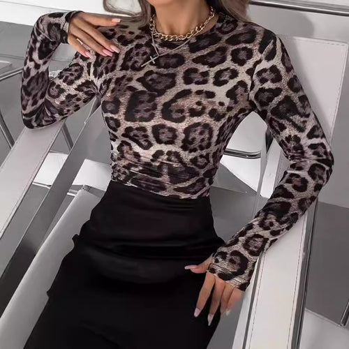 Woman Long-sleeve top with animal print and sculpting cut Amarae