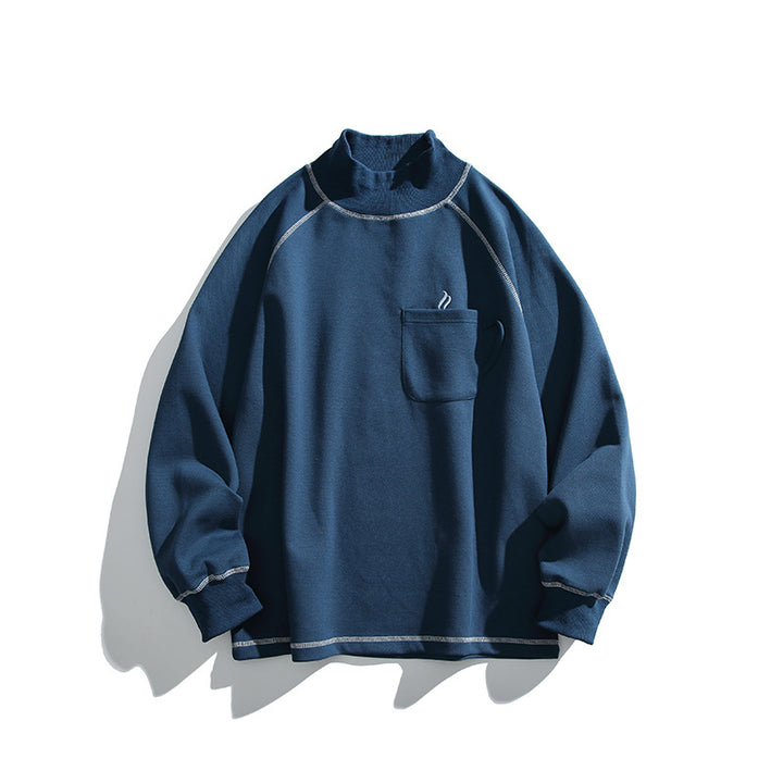 Unisex Oversize-Half-Collar Sweatshirt with Raglan Sleeves and Brust Pocket Amarae