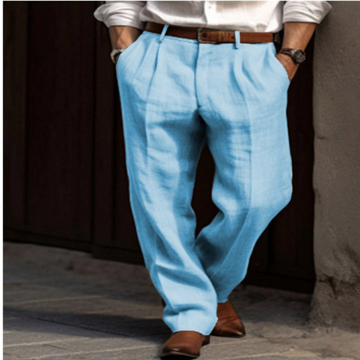 Men's Elegant Linen Trousers with Straight Leg Lune London