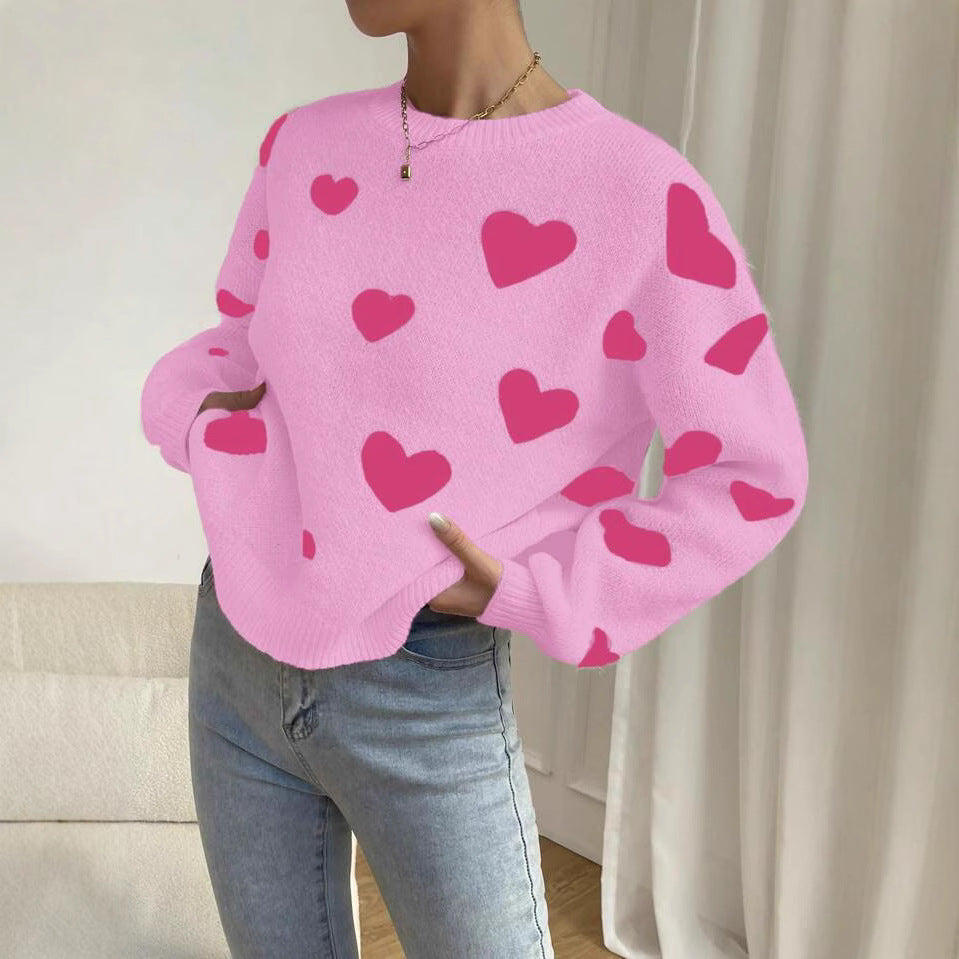 Knitted sweater for women with a catchy heart design and a relaxed fit Lune London