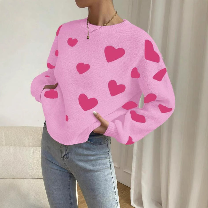 Knitted sweater for women with a catchy heart design and a relaxed fit Lune London