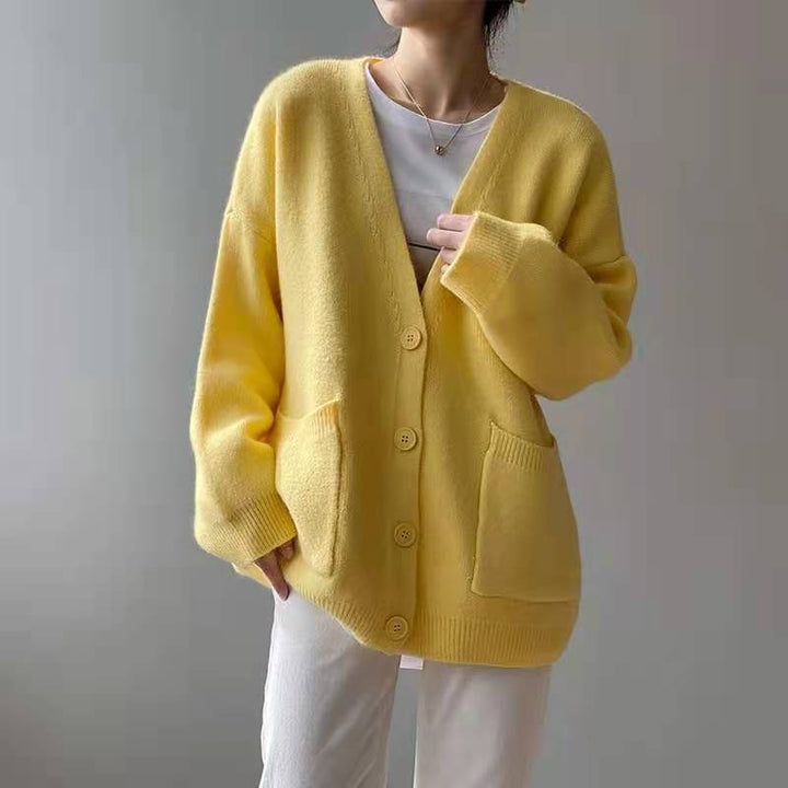 Cardigan femme avec col en V et poches pratiques Chic & Stil 1771687738