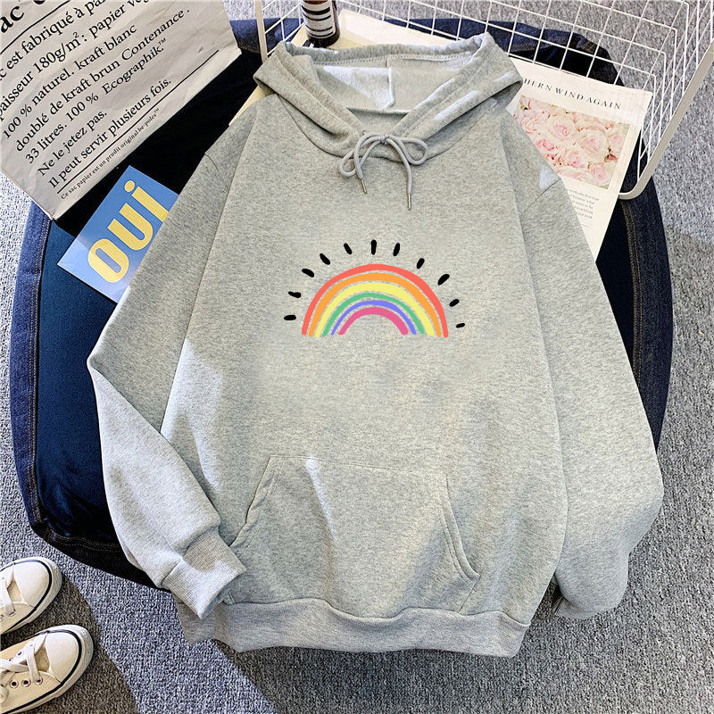 Women's hoodie with cheerful rainbow motif Chic & Stil