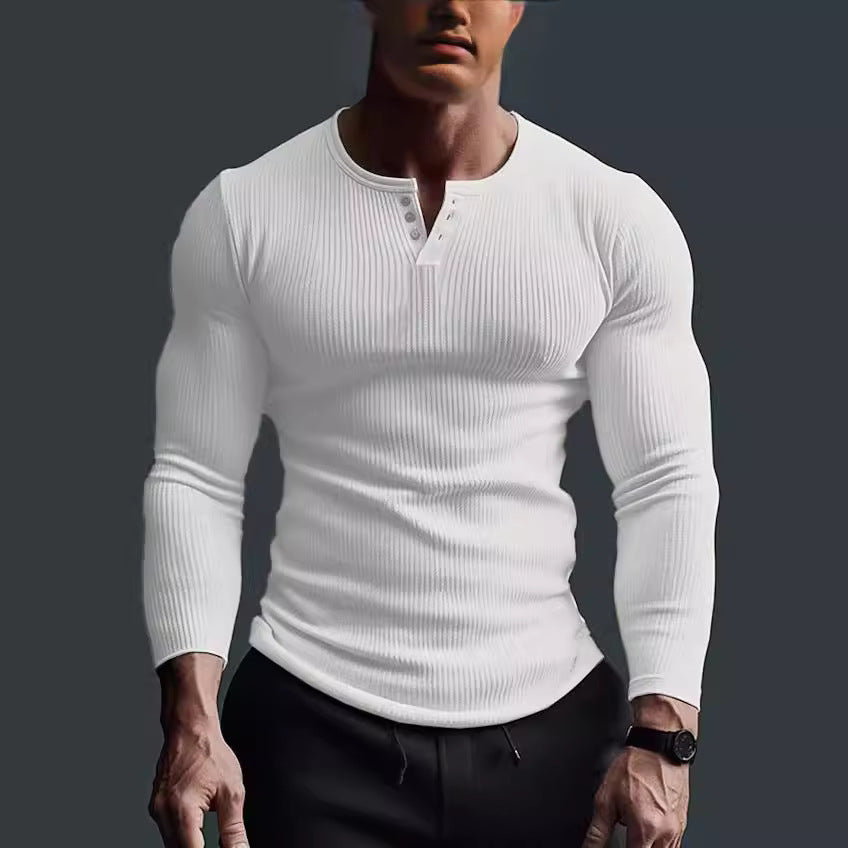 Men's long sleeve T-shirt with textured ribbed pattern Amarae