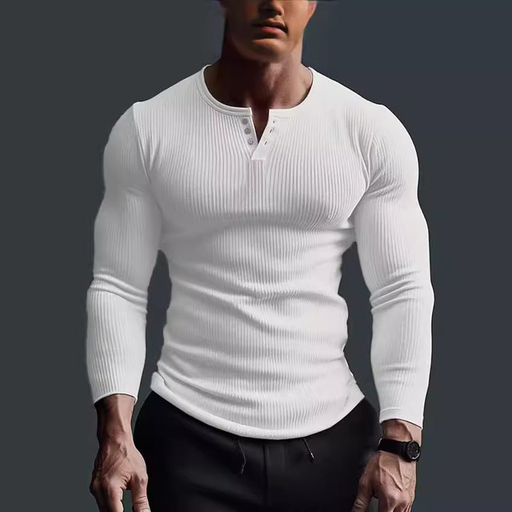 Men's long sleeve T-shirt with textured ribbed pattern Amarae