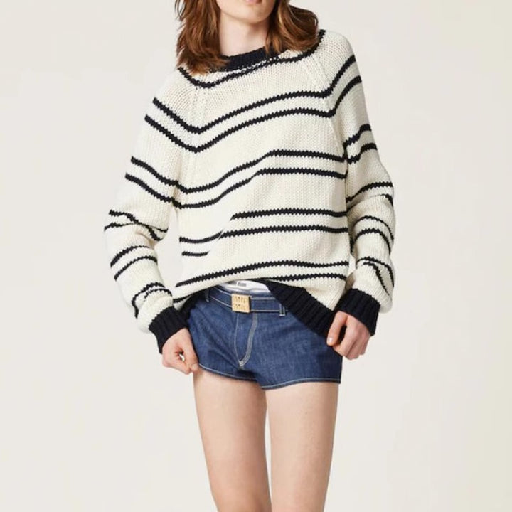 Pull à rayures tendance pour femmes en tricot épais Chic & Stil