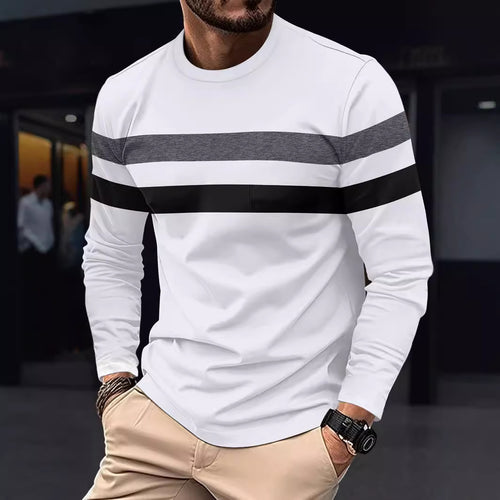 Men's trendy long sleeve t-shirt with chic and stylish sporty stripes