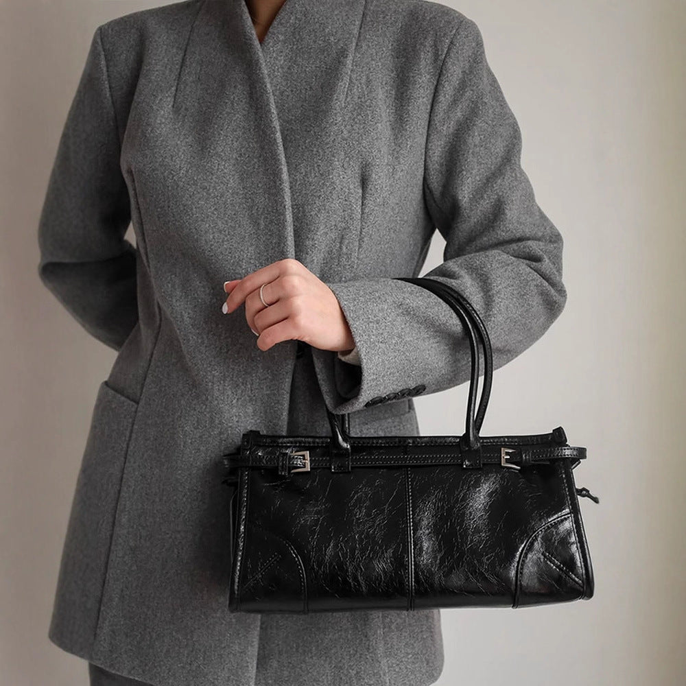Women's Figure-Hugging Wool Blend Coat in Cocoon Cut with Concealed Button Placket Amarae
