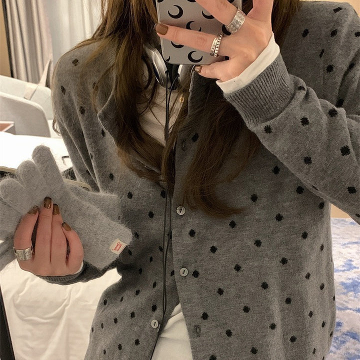 Cardigan en tricot à pois à la mode pour femmes Chic & Stil