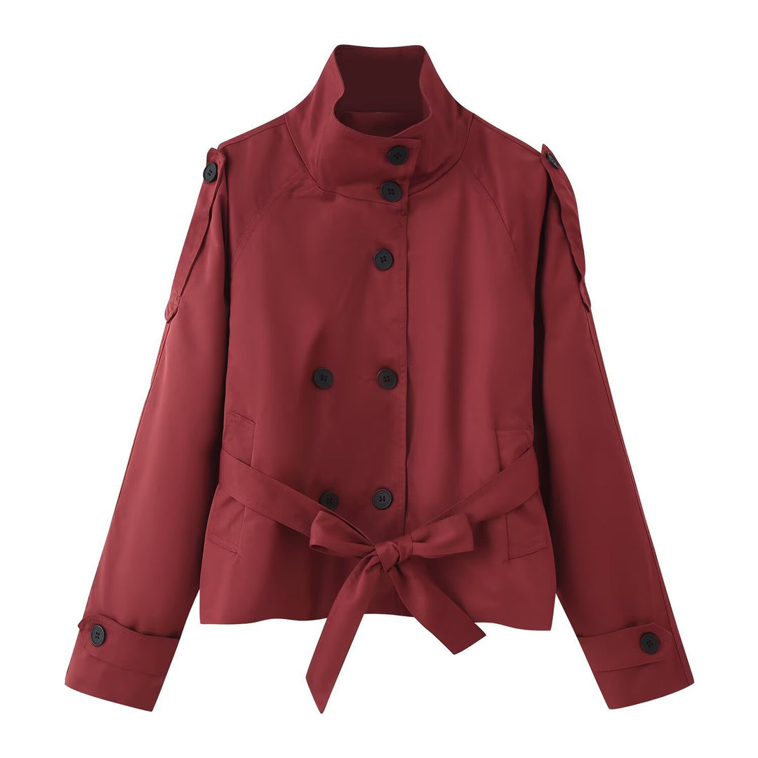Trendy women's transition jacket with adjustable belt and practical pockets Lune London