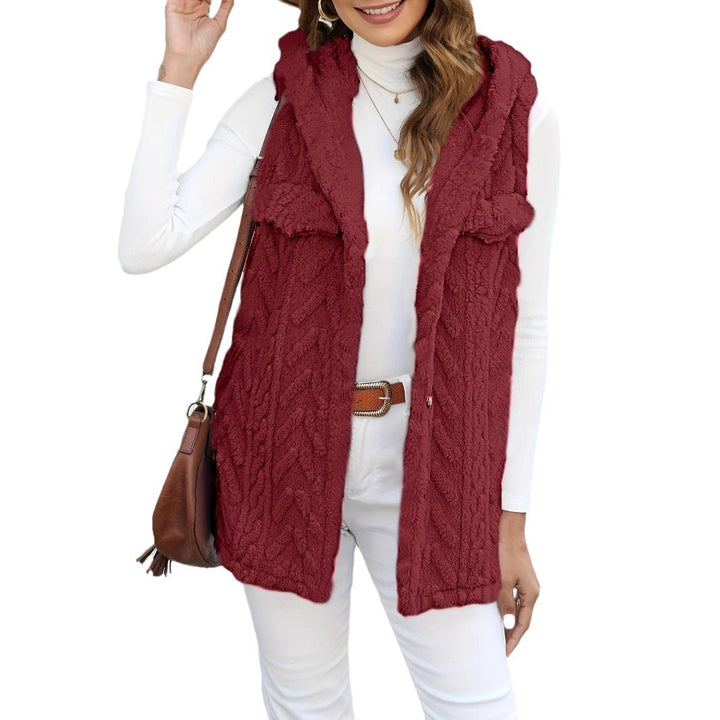 Lune London long knitted cardigan for women with hood and applied pockets