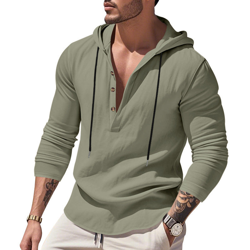 Men's casual hoodie shirt with modern button placket design Amarae