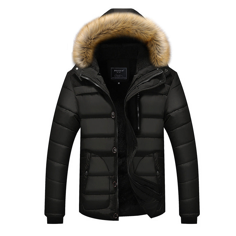 Men's quilted parka with teddy lining, hood with faux fur trim and hidden chest pocket Amarae