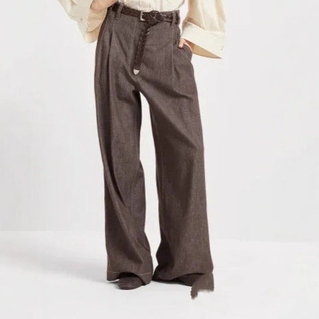 Women Loose Cotton Pants with High Waist and Practical Pockets Amarae