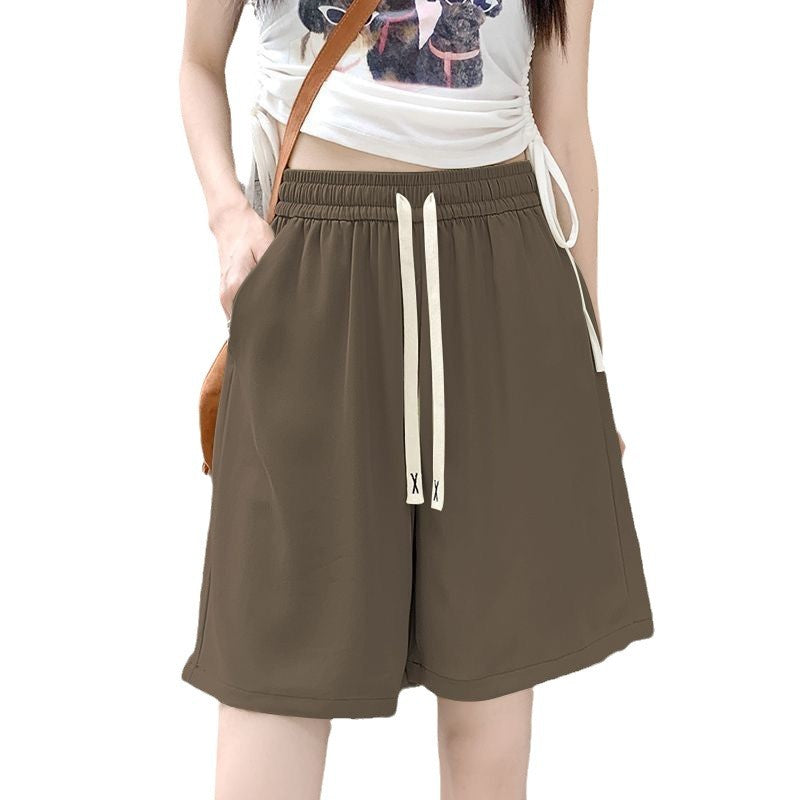 Women comfortable sports shorts with elastic waistband and decorative drawstring Lune London