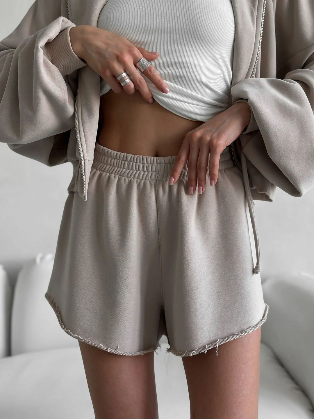 Casual sweatshirt set for women with surplus fabric and high collar Lune London