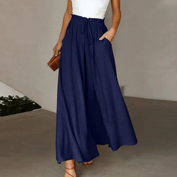 Pantalons Palazzo larges pour femmes avec taille élastique et poches latérales pratiques Chic & Stil
