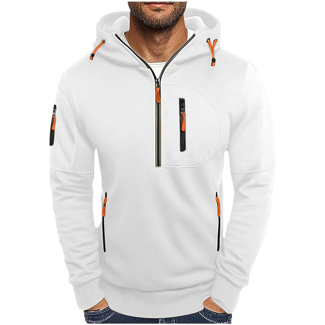 Functional hooded jacket for men with innovative 1/2 zip Lune London