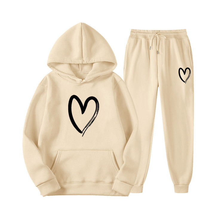 Women's sweatsuit with kangaroo pocket and heart-shaped print Lune London