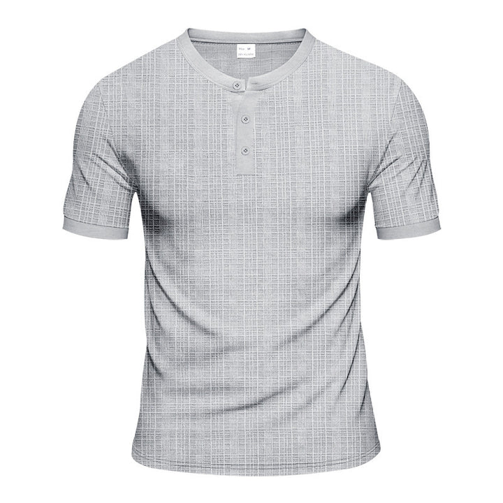 Men's Short Sleeve Henley T-Shirt with Modern Structured Design Lune London