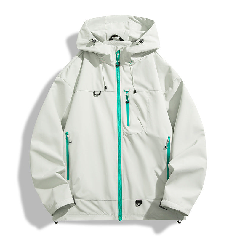 Waterproof outdoor jacket for men with hood and breathable inserts Lune London