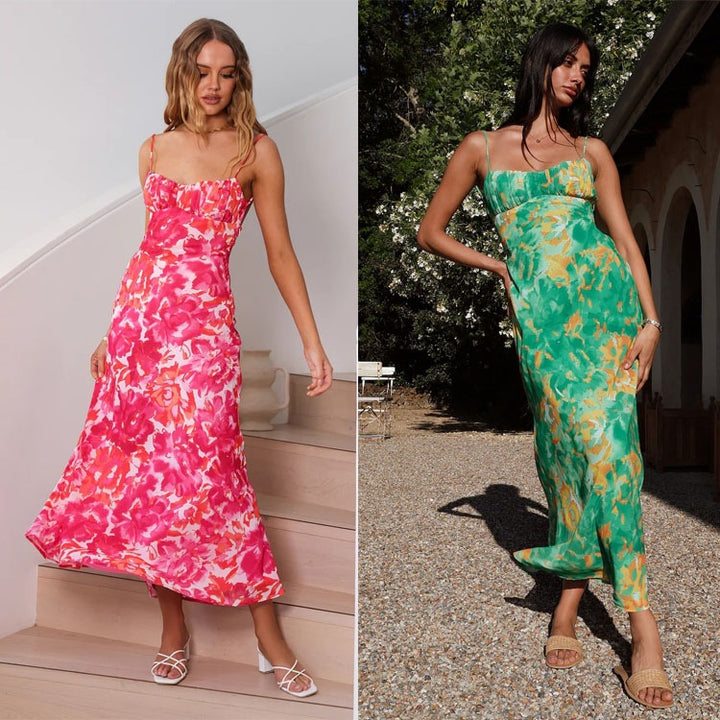 Maxi Flower Dress for Women with Ruffled Hem Lune London