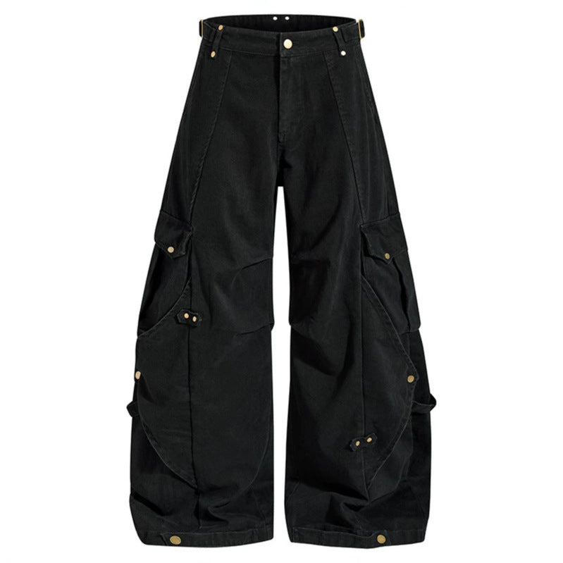 Women wide cargo culotte pants with adjustable straps, large flap pockets, and balloon silhouette Amarae