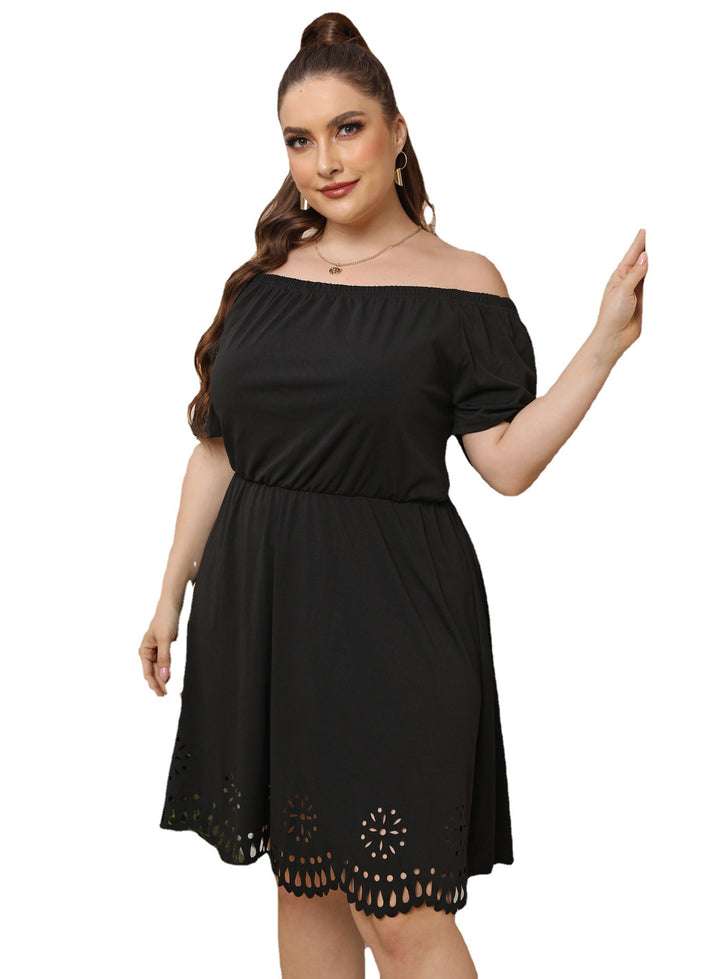 Off-Shoulder A-Line Dress for Women with Chic Cut-Out Detail and Style
