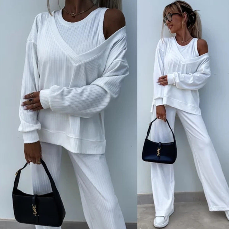 Casual knitted set for women with off-shoulder top from Lune London