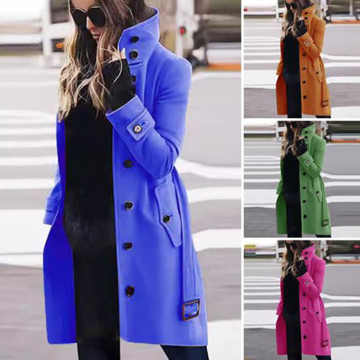 Ladies Elegant high collar coat with practical pockets Lune London