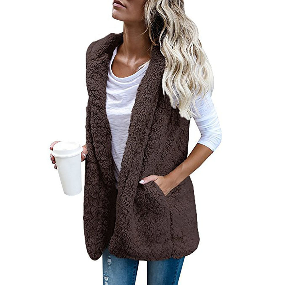 Ladies Cozy Vest Made Of Lambskin Imitation Lune London