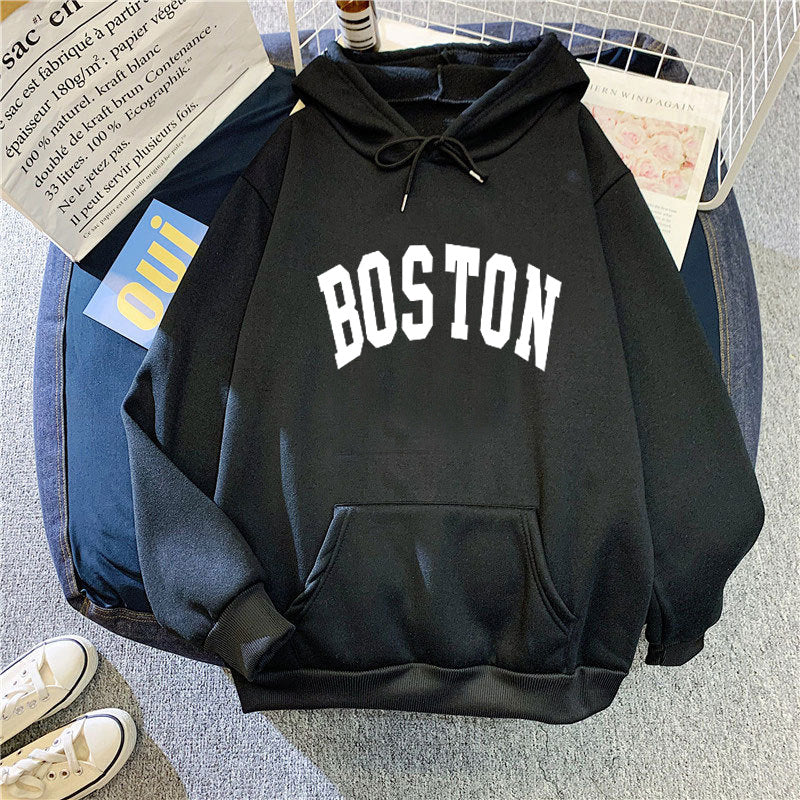 Women's hoodie with classic Boston print Chic & Stil