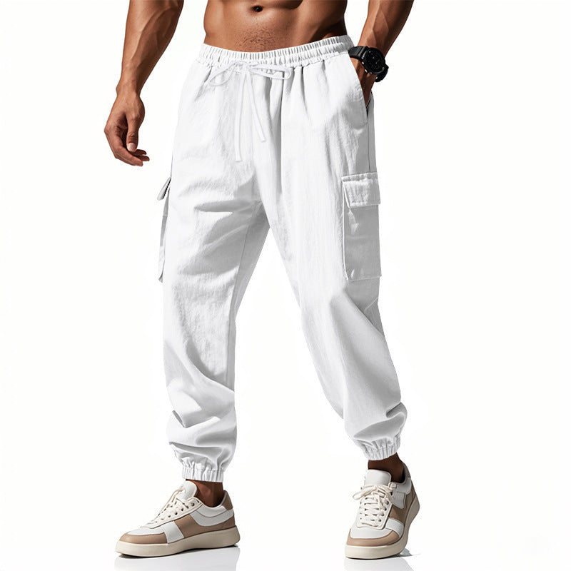 Comfortable cargo pants for men with an elastic waistband and practical side pockets Lune London