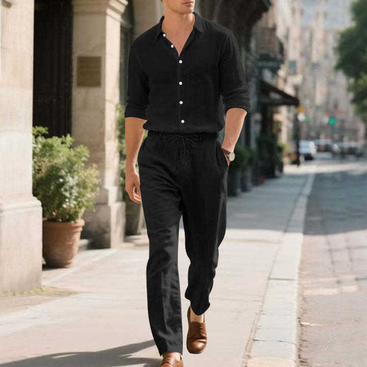 Casual linen pants for men with adjustable drawstring and modern fit Lune London