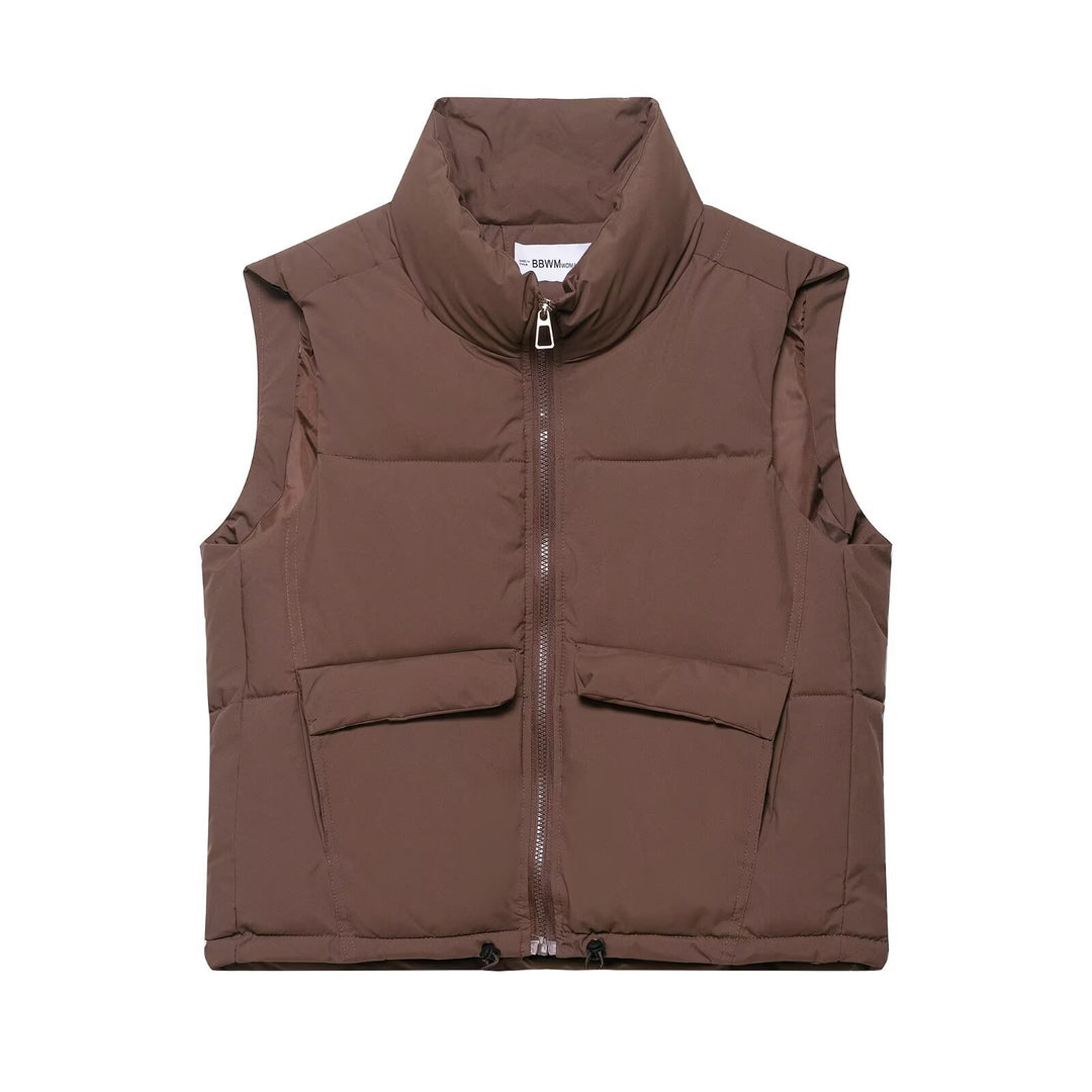 Women's trendy quilted vest with high collar and practical pockets Lune London